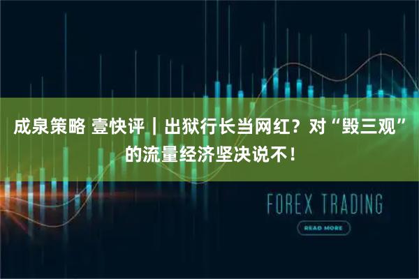 成泉策略 壹快评｜出狱行长当网红？对“毁三观”的流量经济坚决说不！