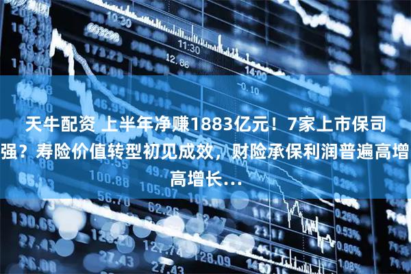 天牛配资 上半年净赚1883亿元！7家上市保司哪家强？寿险价值转型初见成效，财险承保利润普遍高增长…