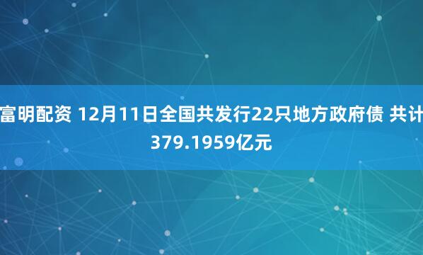 富明配资 12月11日全国共发行22只地方政府债 共计379.1959亿元