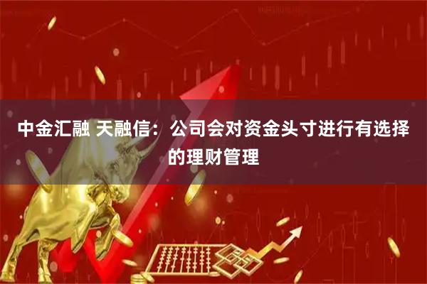 中金汇融 天融信：公司会对资金头寸进行有选择的理财管理